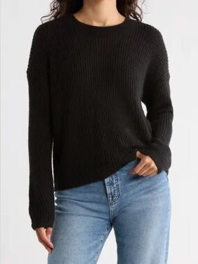 Madewell Dark Green Cable-Textured Crewneck Sweater Size Large